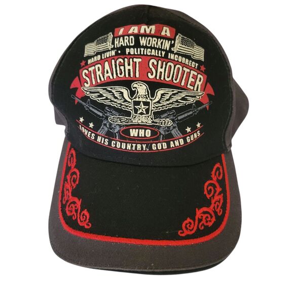 Men's Straight Shooter Adjustable Black Hat - Picture 2 of 7